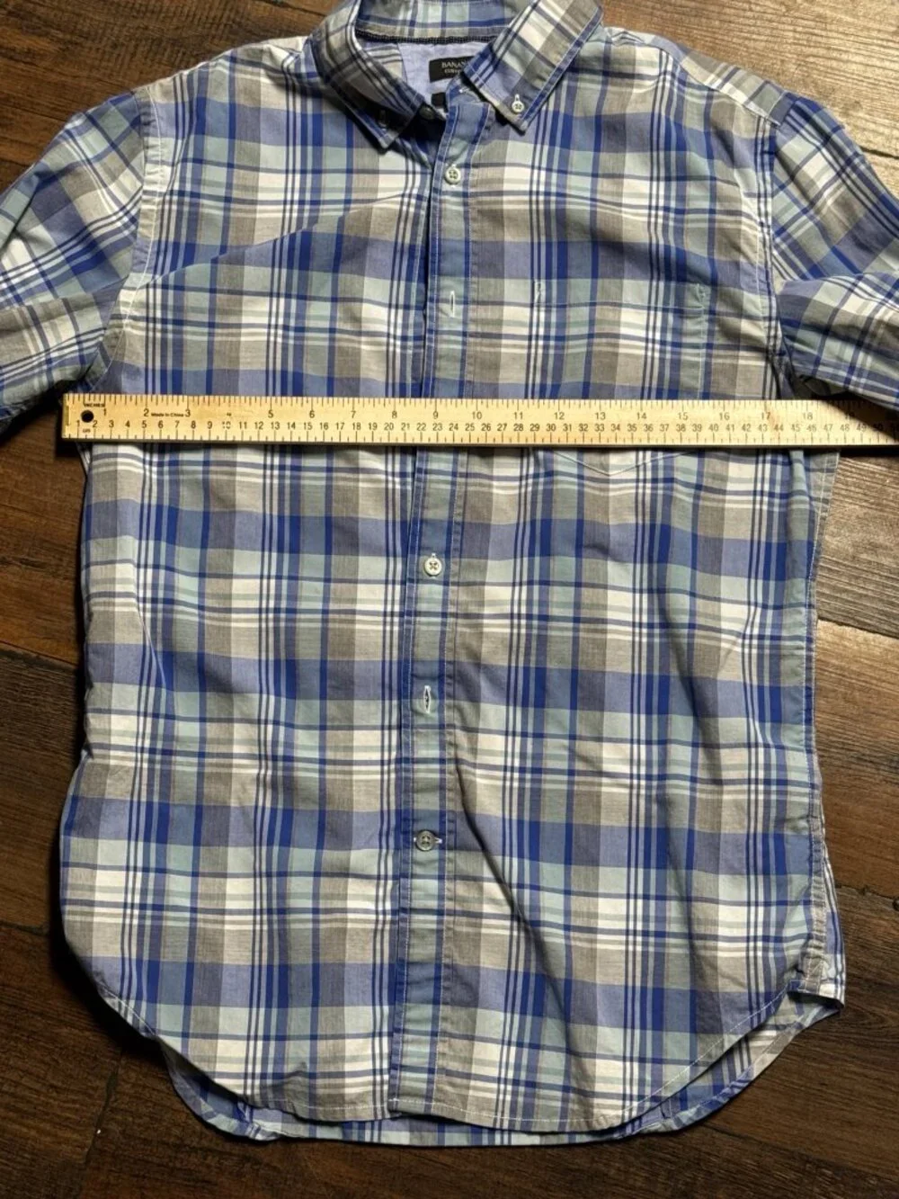 Banana Republic Men’s Small Blue Plaid Slim Fit Shirt